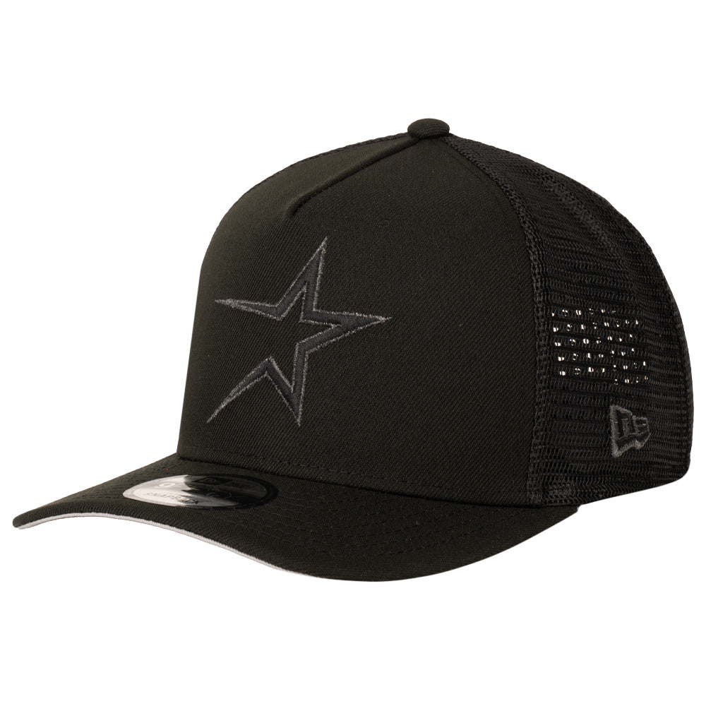 MLB Houston Astros New Era Black Pearl A-Frame 9FIFTY Trucker Snapback