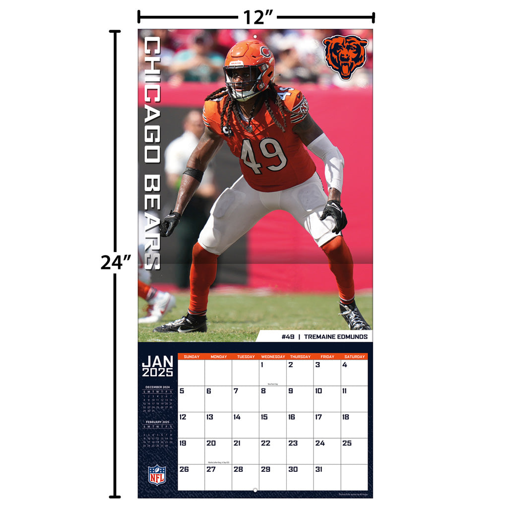 NFL Chicago Bears 2024-2025 12&quot; x 12&quot; Team Wall Calendar