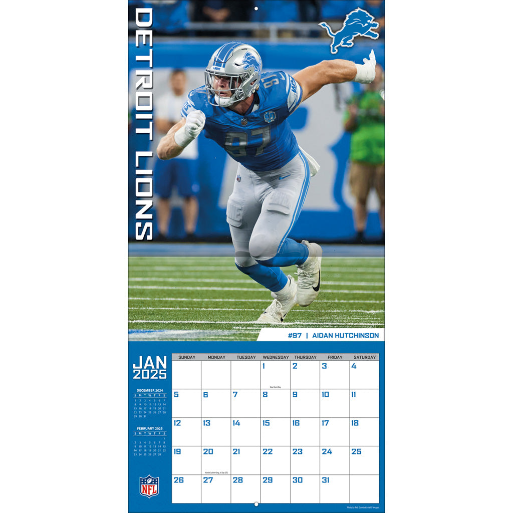 NFL Detroit Lions 2024-2025 12&quot; x 12&quot; Team Wall Calendar