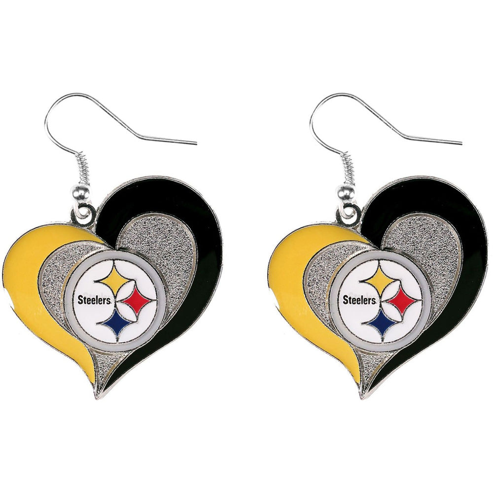 NFL Pittsburgh Steelers Aminco Swirl Heart Earrings