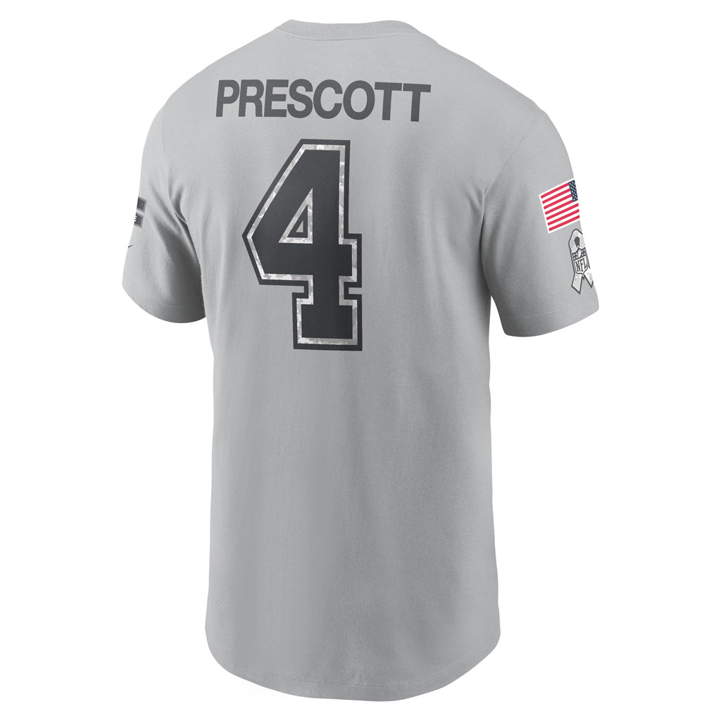 NFL Dallas Cowboys Dak Prescott Nike 2024 Salute to Service Name &amp; Number Short Sleeve T-Shirt