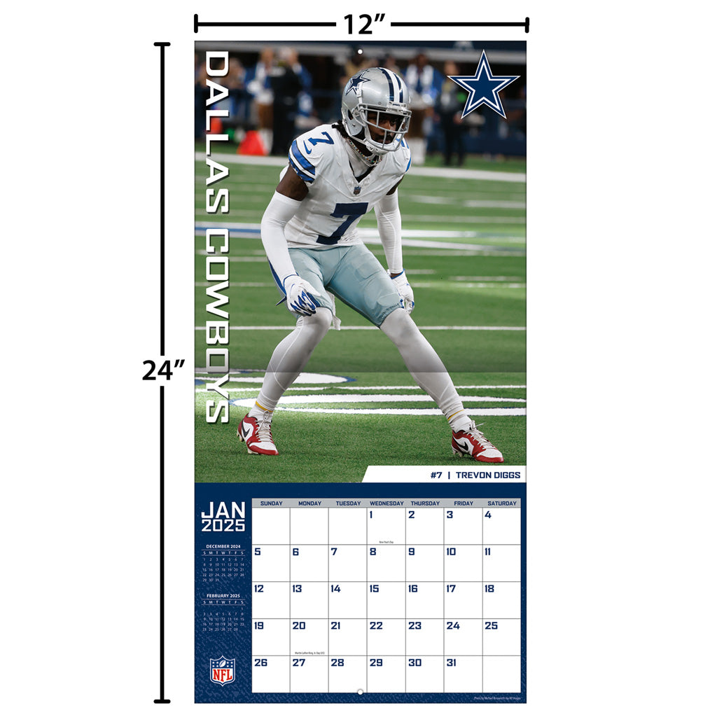 NFL Dallas Cowboys 2024-2025 12&quot; x 12&quot; Team Wall Calendar