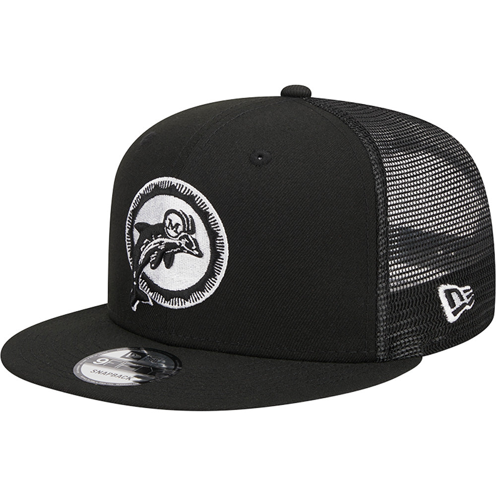 NFL Miami Dolphins New Era Black &amp; White Trucker 9FIFTY Snapback