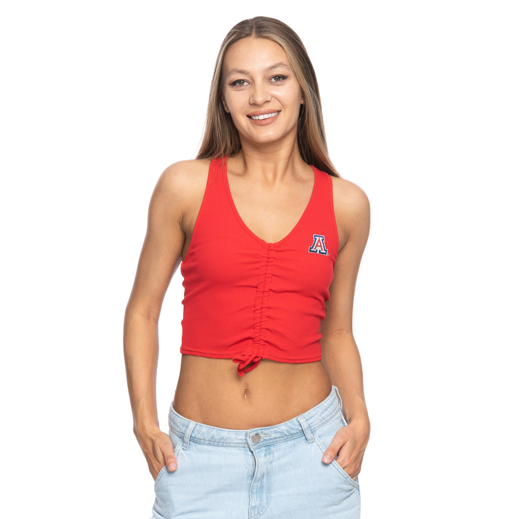 NCAA Arizona Wildcats Women&#39;s ZooZatz Ruched Crop Tank Top