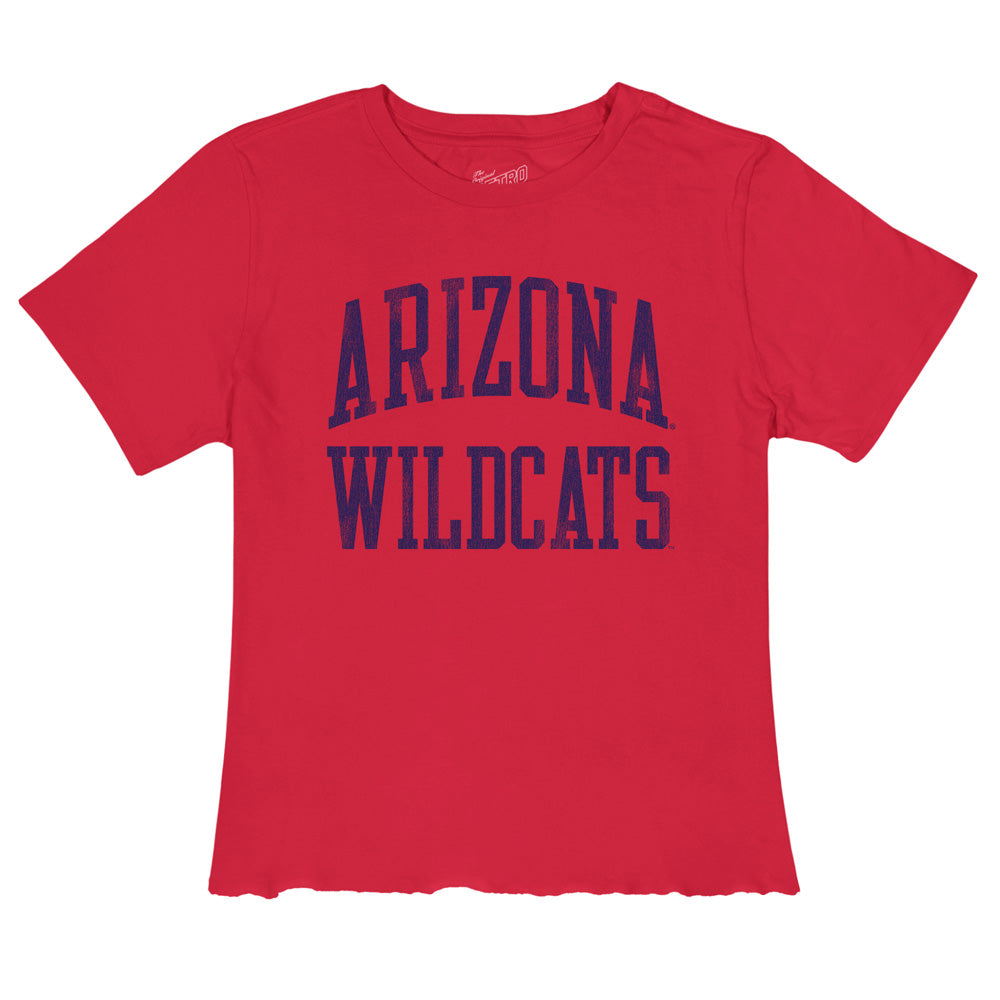 NCAA Arizona Wildcats Women&#39;s Retro Brand Arch Slub Crop Top
