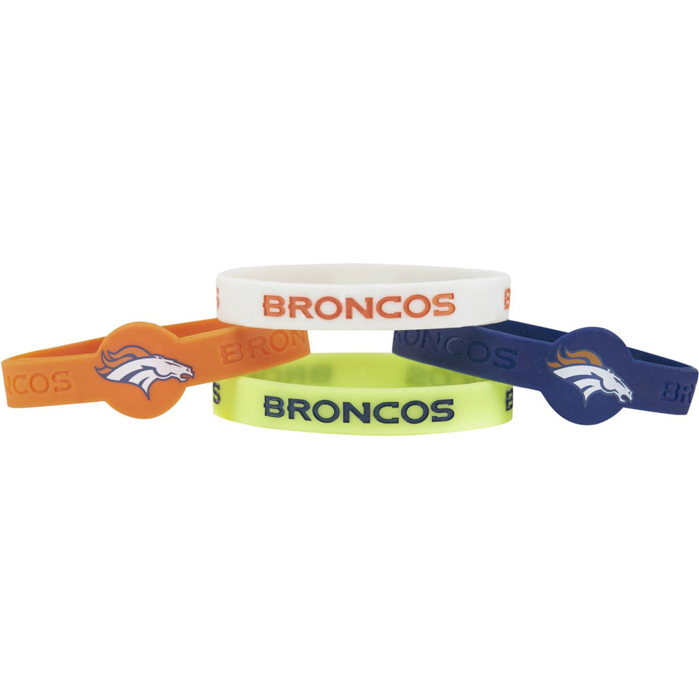 NFL Denver Broncos Aminco 4-Pack Silicone Bracelet Bands