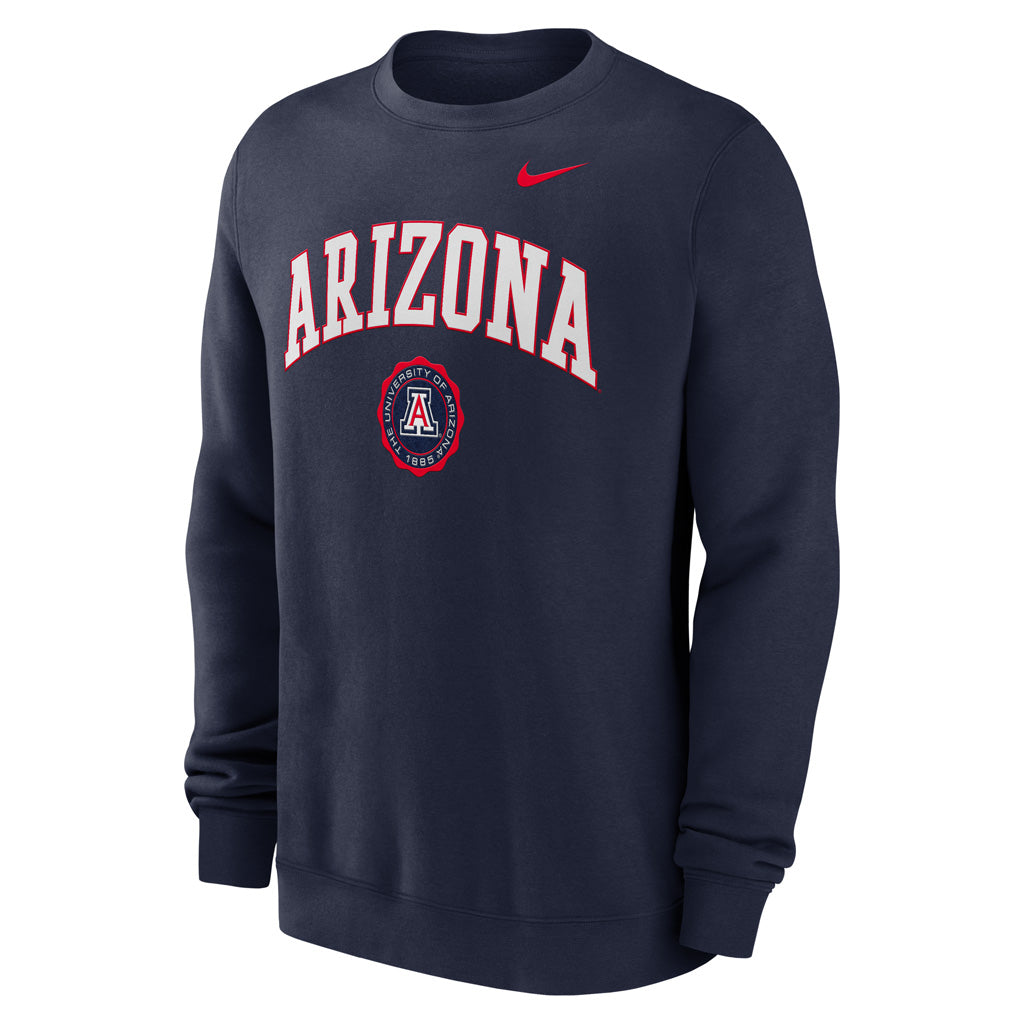 NCAA Arizona Wildcats Nike Seal Crew Fleece Pullover - Navy