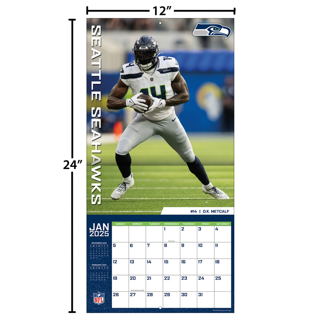 NFL Seattle Seahawks 2024-2025 12&quot; x 12&quot; Team Wall Calendar