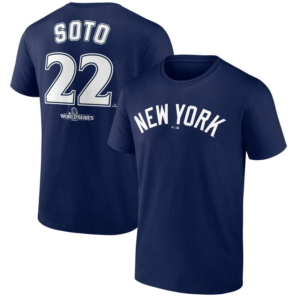 MLB New York Yankees Juan Soto Fanatics 2024 World Series Name &amp; Number T-Shirt