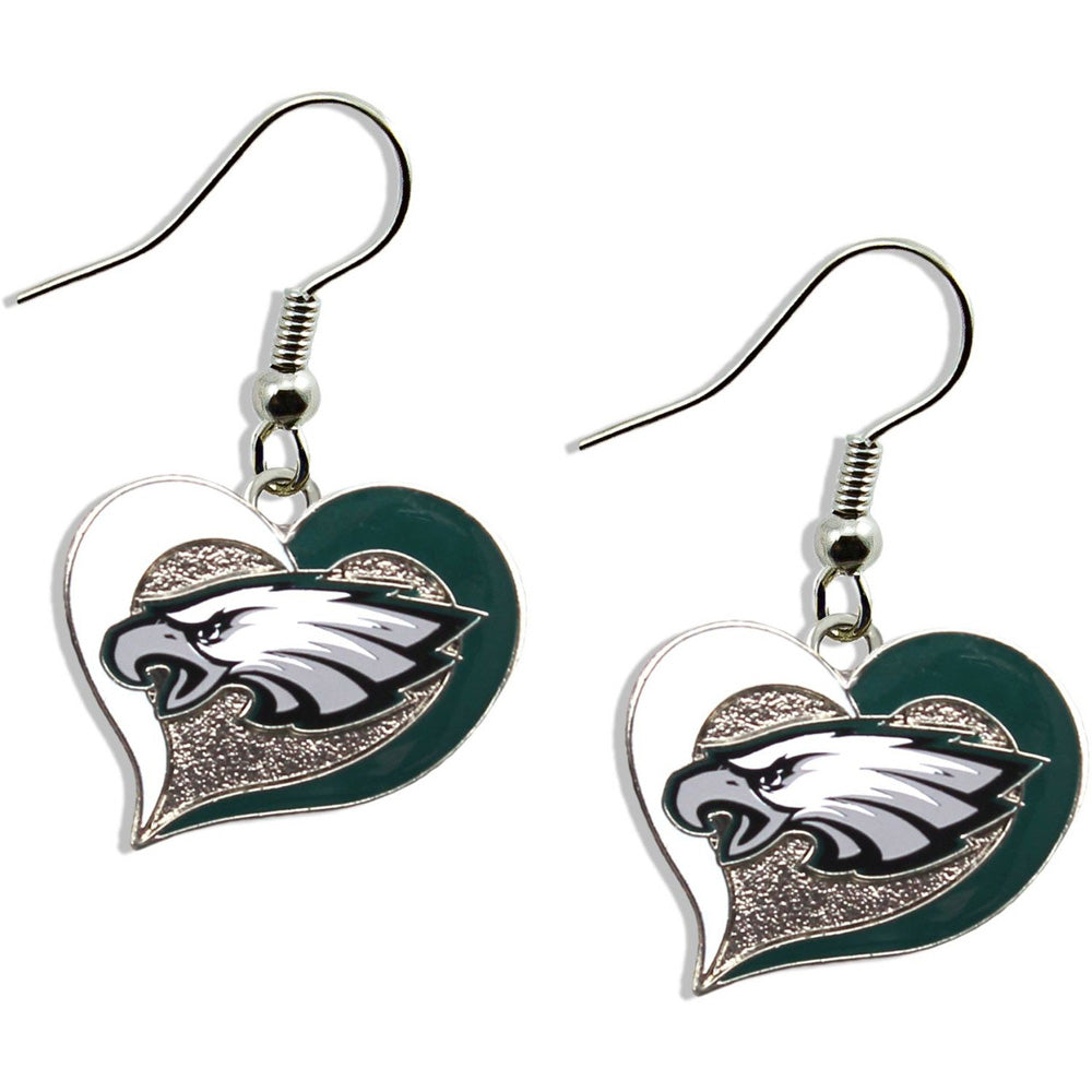 NFL Philadelphia Eagles Aminco Swirl Heart Earrings