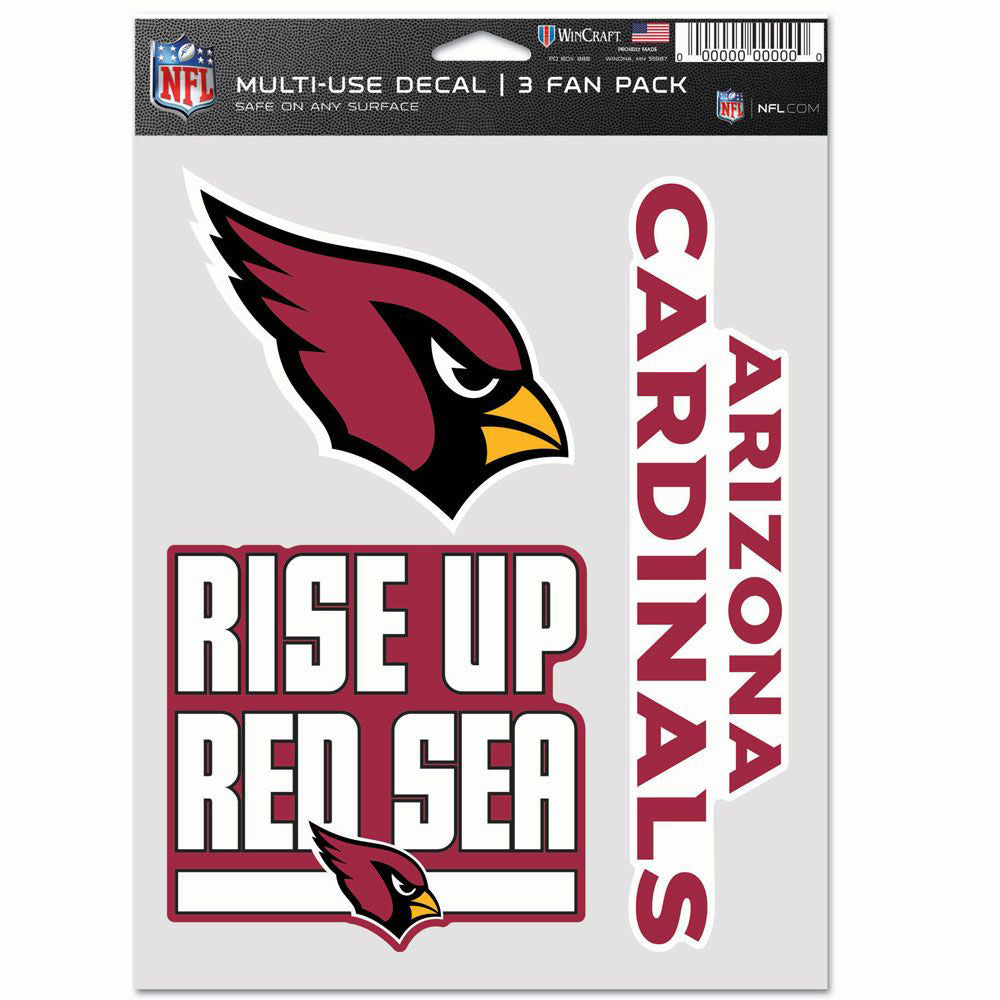 NFL Arizona Cardinals WinCraft 3-Pack Fan Decal Sheet