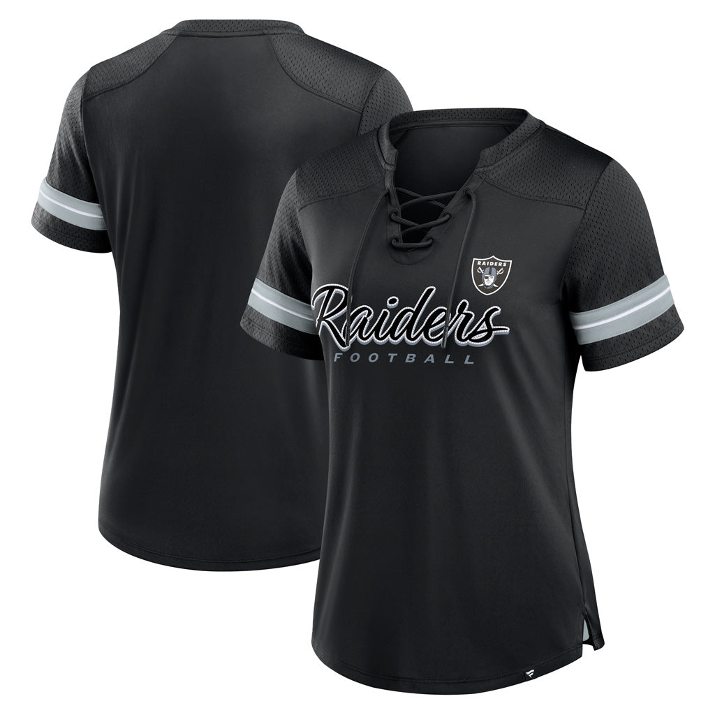 NFL Las Vegas Raiders Fanatics Women&#39;s Play Script Lace-Up Top