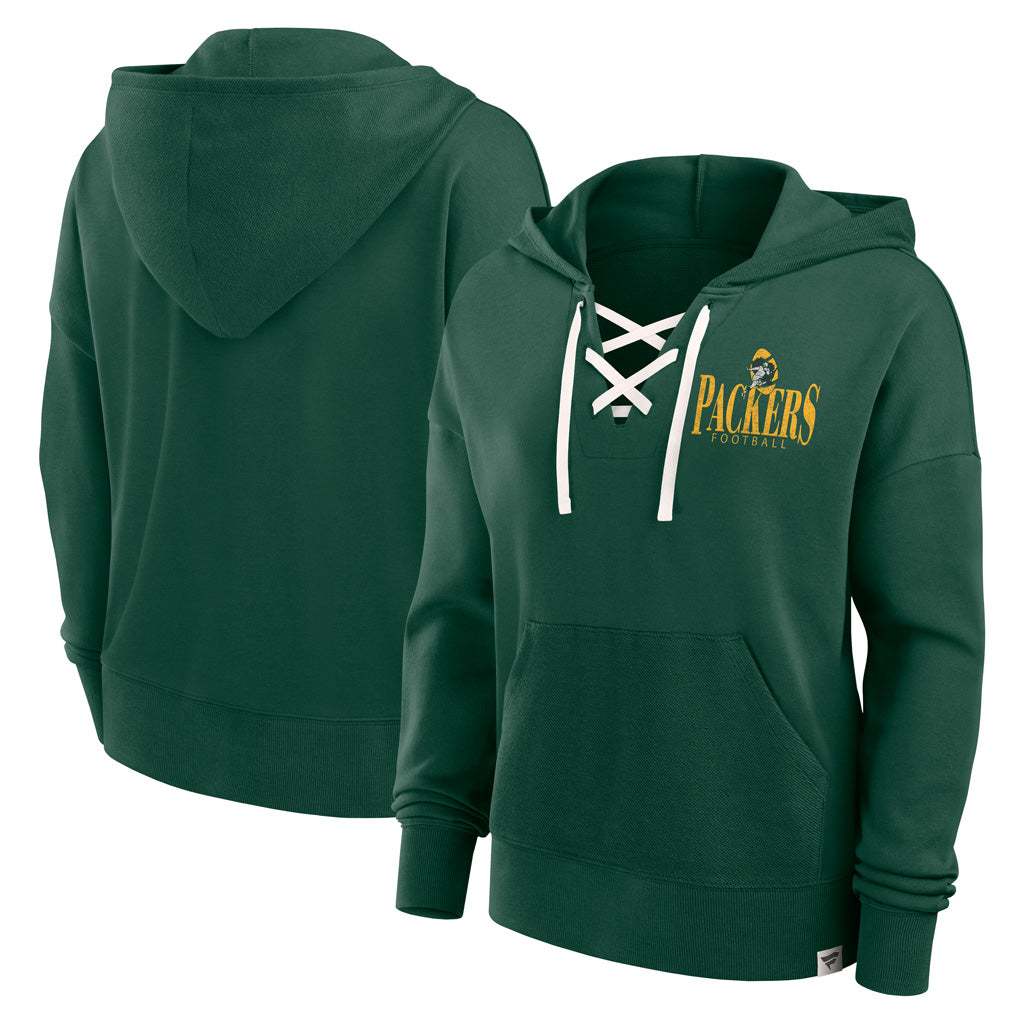 NFL Green Bay Packers Women&#39;s Fanatics Blitz Left Lace Up Hoodie