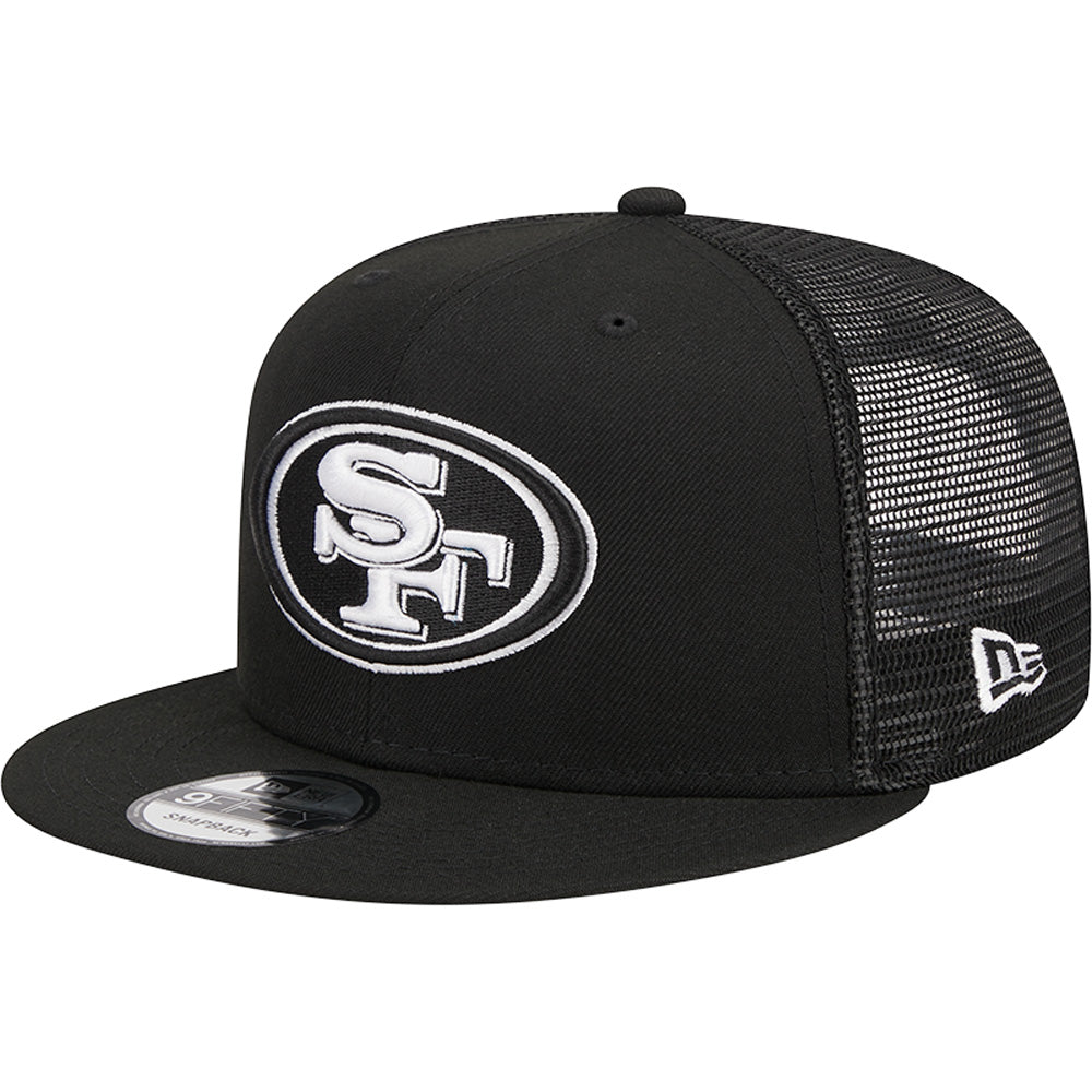 NFL San Francisco 49ers New Era Black &amp; White Trucker 9FIFTY Snapback