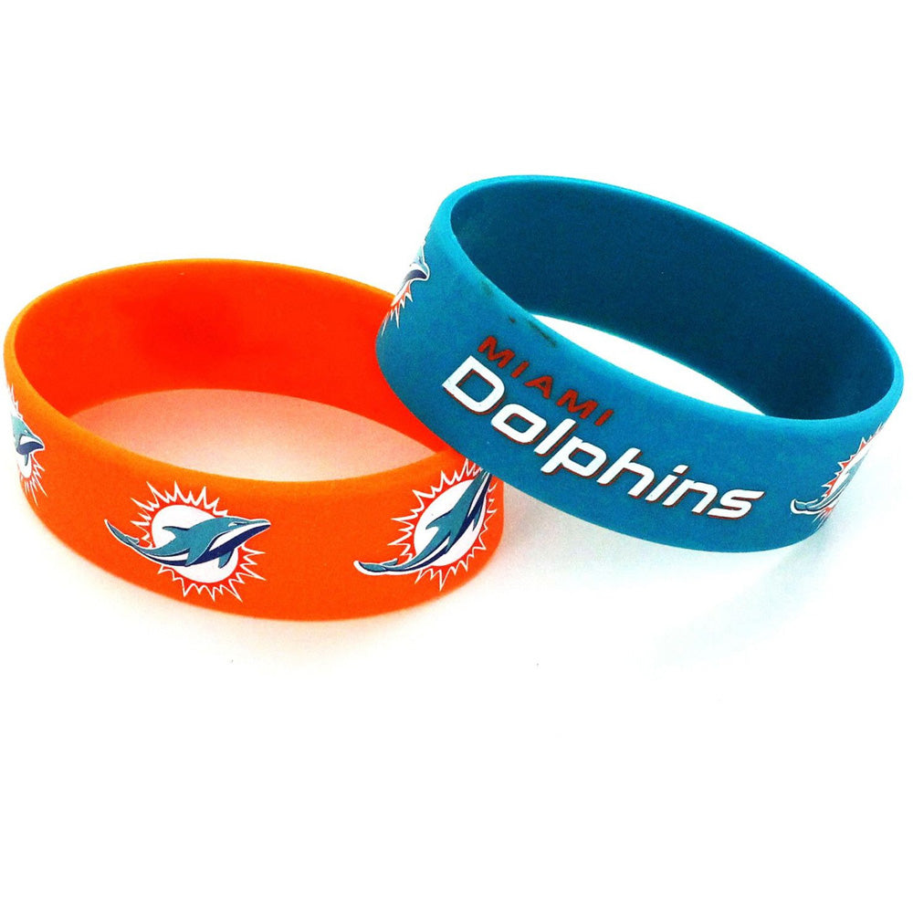 NFL Miami Dophins Aminco 2-Pack Silicone Bracelet Bands