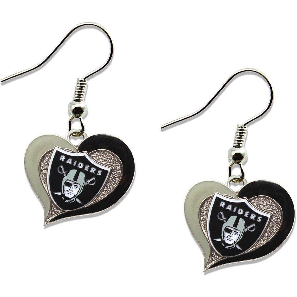 NFL Las Vegas Raiders Aminco Swirl Heart Earrings