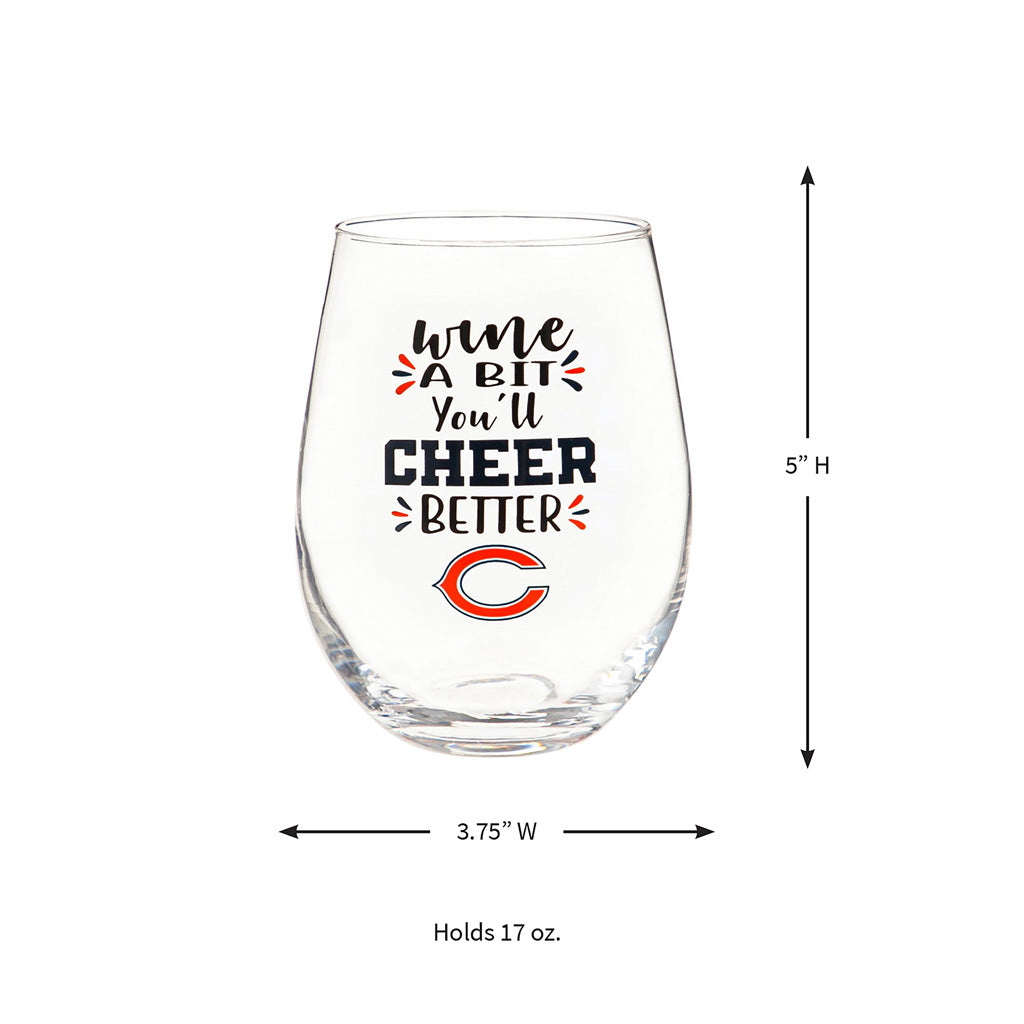 NFL Chicago Bears Evergreen 17oz Boxed Stemless Wine Glass