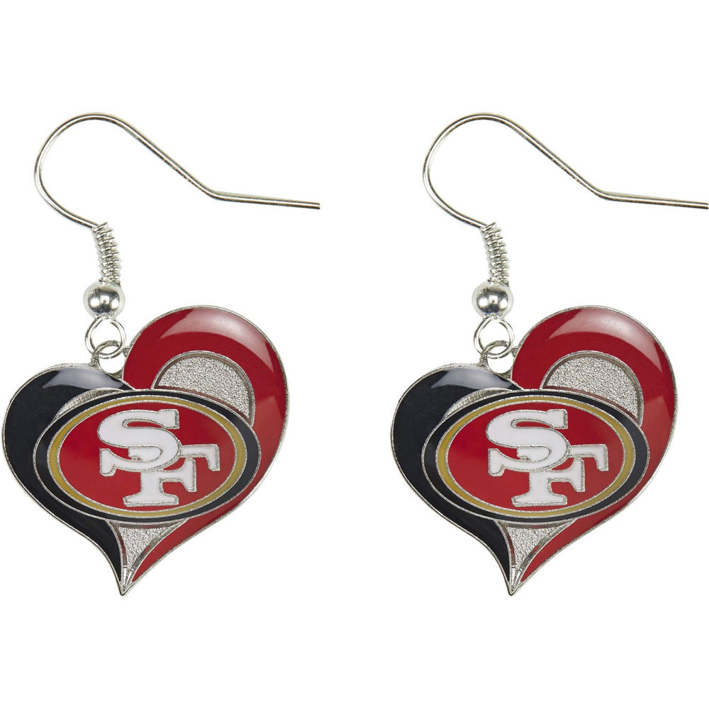 NFL San Francisco 49ers Aminco Swirl Heart Earrings