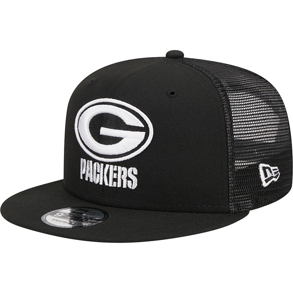 NFL Green Bay Packers New Era Black &amp; White Trucker 9FIFTY Snapback