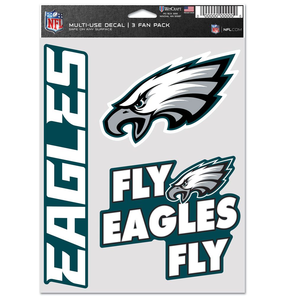 NFL Philadelphia Eagles WinCraft 3-Pack Fan Decal Sheet