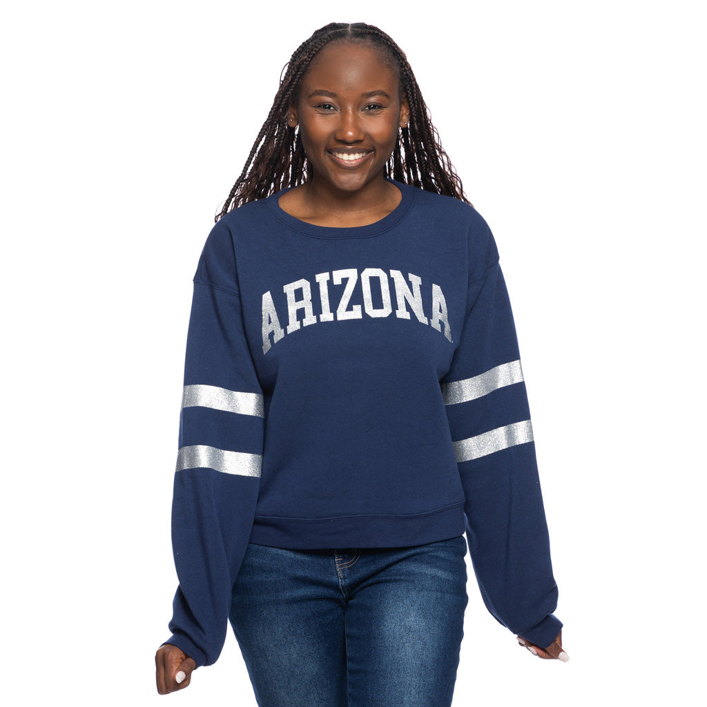 NCAA Arizona Wildcats Women&#39;s ZooZatz Glitter Sweatshirt Pullover Crewneck