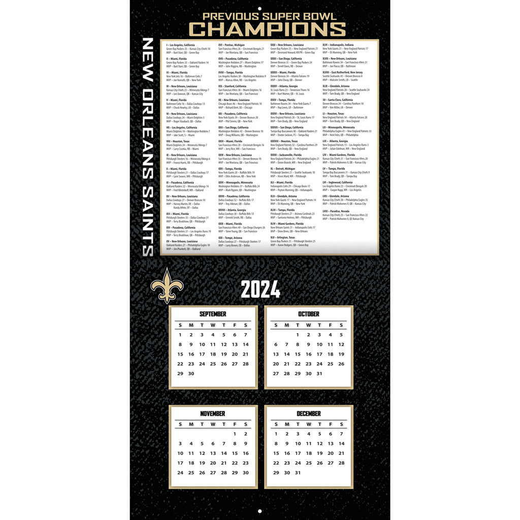 NFL New Orleans Saints 2024-2025 12&quot; x 12&quot; Team Wall Calendar