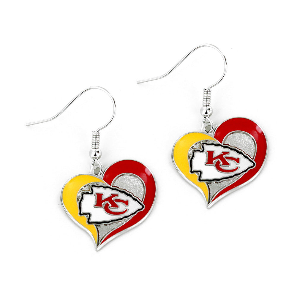 NFL Kansas City Chiefs Aminco Swirl Heart Earrings