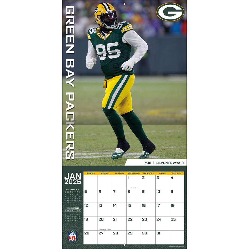 NFL Green Bay Packers 2024-2025 12&quot; x 12&quot; Team Wall Calendar