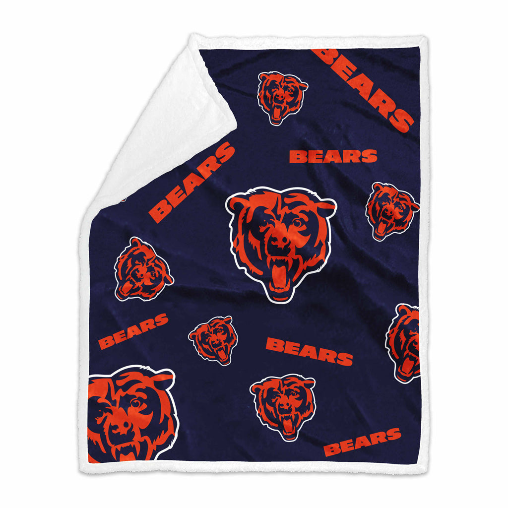 NFL Chicago Bears Logo Brands 50x60 Sherpa