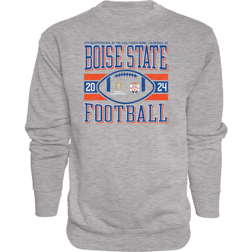 NCAA Boise State Broncos Blue 84 2024 Fiesta Bowl No Can Do Pullover Crewneck Sweatshirt - Gray