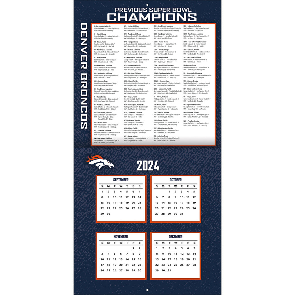 NFL Denver Broncos 2024-2025 12&quot; x 12&quot; Team Wall Calendar