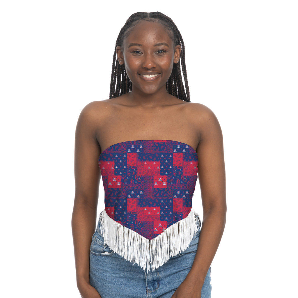 NCAA Arizona Wildcats Women&#39;s ZooZatz Fringe Tie Back Top