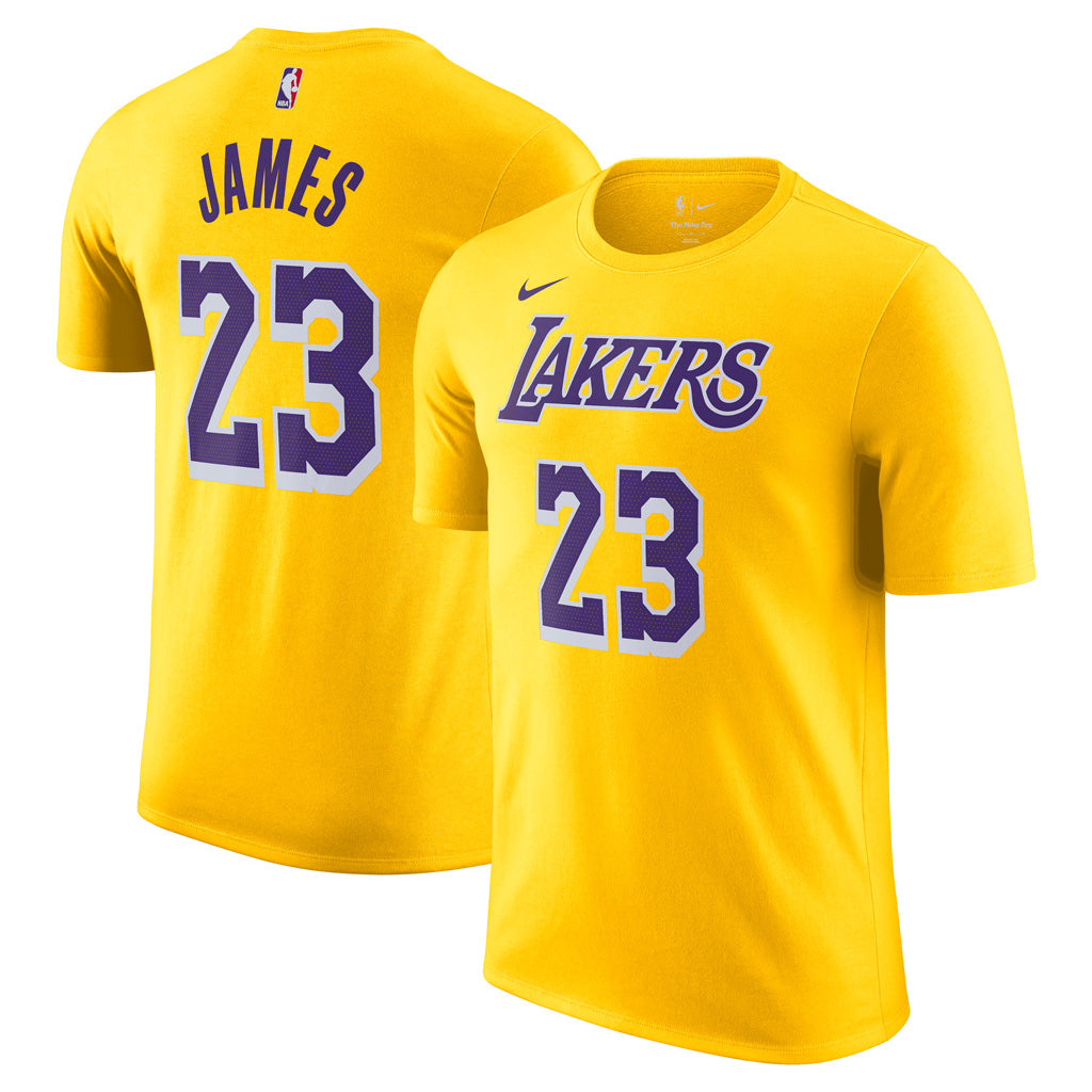 NBA Los Angeles Lakers Lebron James Nike Icon Name &amp; Number Tee