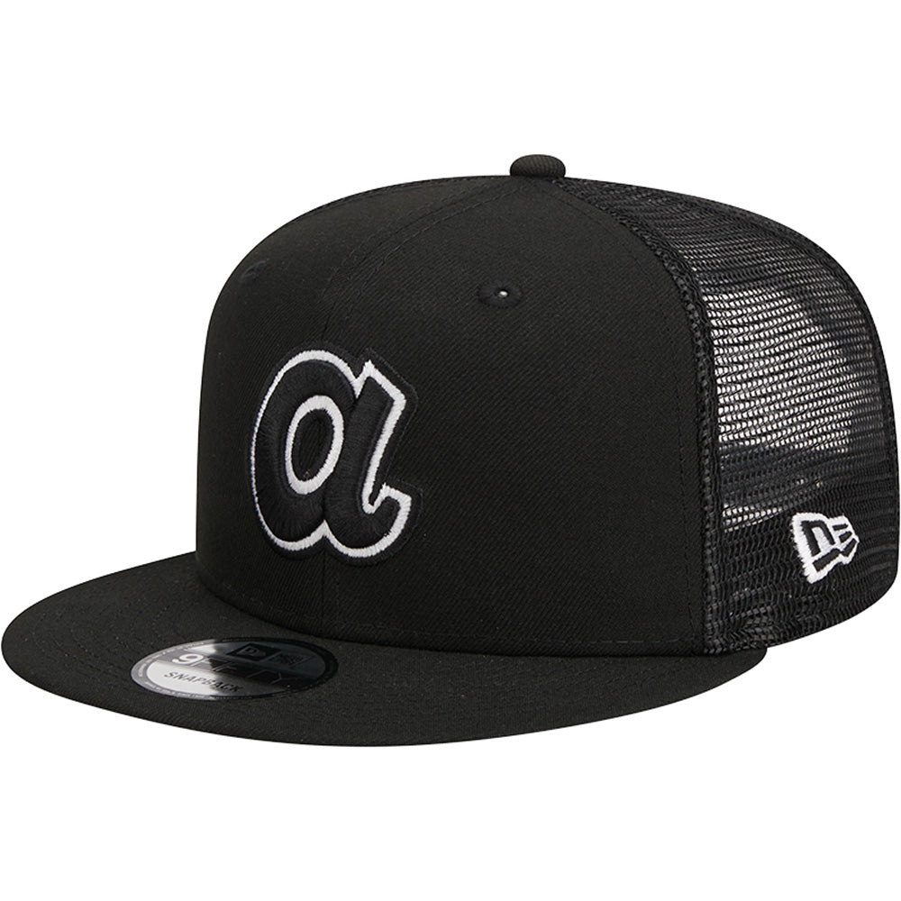 MLB Atlanta Braves New Era Black &amp; White Trucker 9FIFTY Snapback