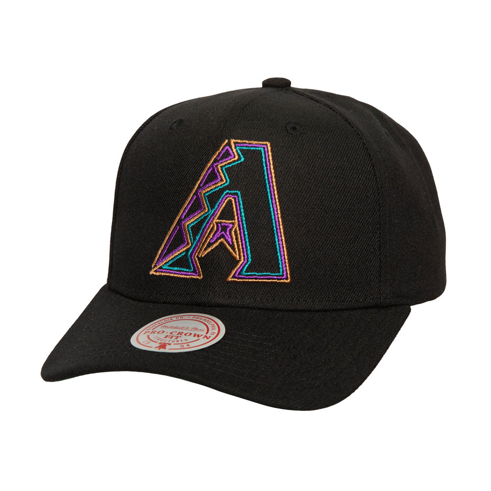 MLB Arizona Diamondbacks Mitchell &amp; Ness Primary Neon Logo Pro Snapback Hat