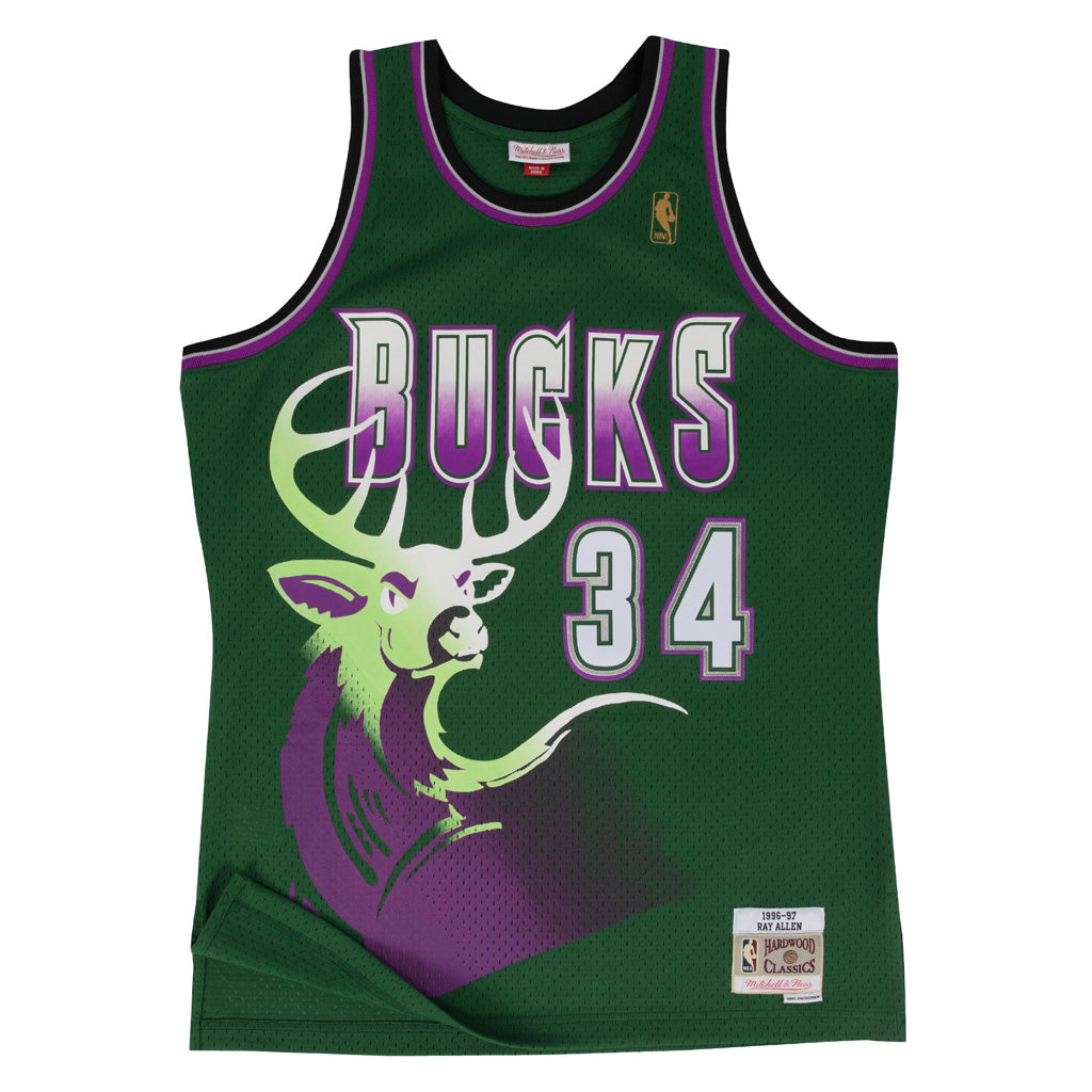 NBA Milwaukee Bucks Ray Allen Mitchell &amp; Ness &#39;96 Retro Swingman Jersey