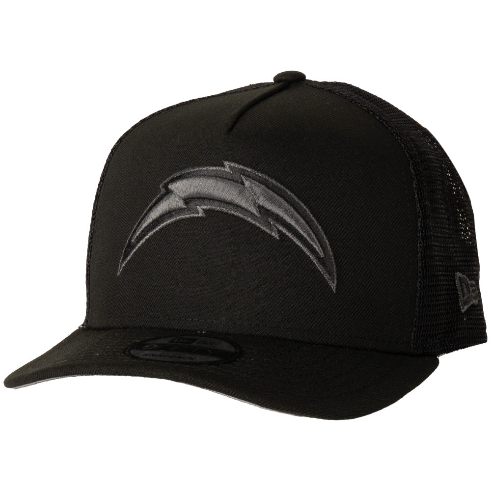 NFL Los Angeles Chargers New Era Black Pearl A-Frame 9FIFTY Trucker Snapback Hat