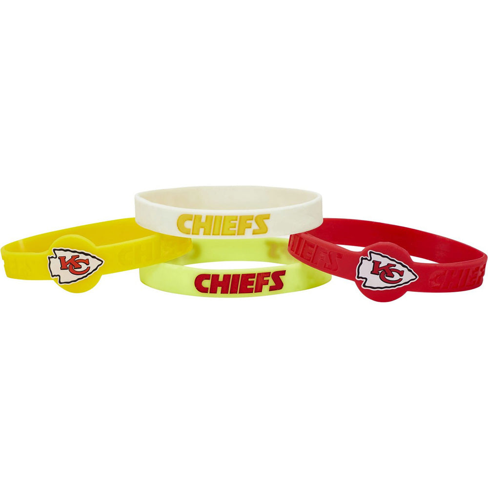 NFL Kansas City Chiefs Aminco 4-Pack Silicone Bracelet Bands