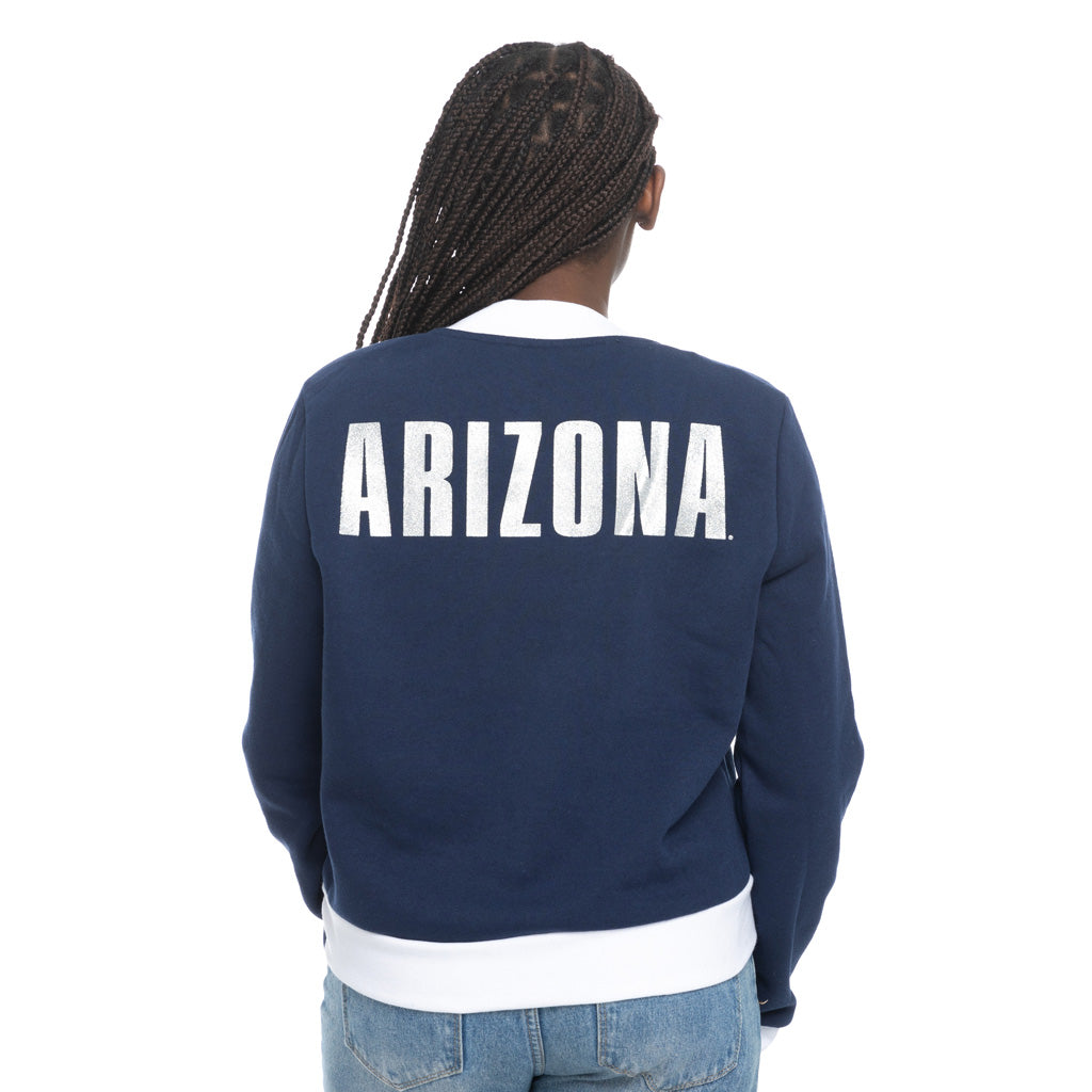 NCAA Arizona Wildcats Women&#39;s ZooZatz Glitter Fleece Bomber Sweatshirt