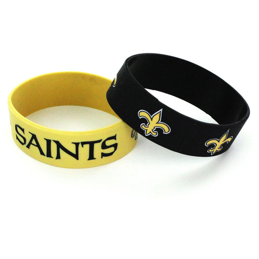 NFL New Orleans Saints Aminco 2-Pack Wide Silicone Bracelet Bands