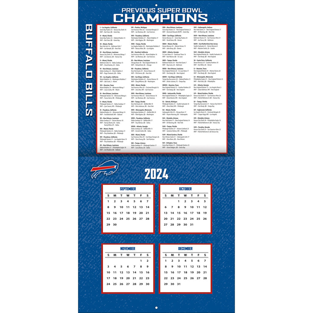 NFL Buffalo Bills 2024-2025 12&quot; x 12&quot; Team Wall Calendar