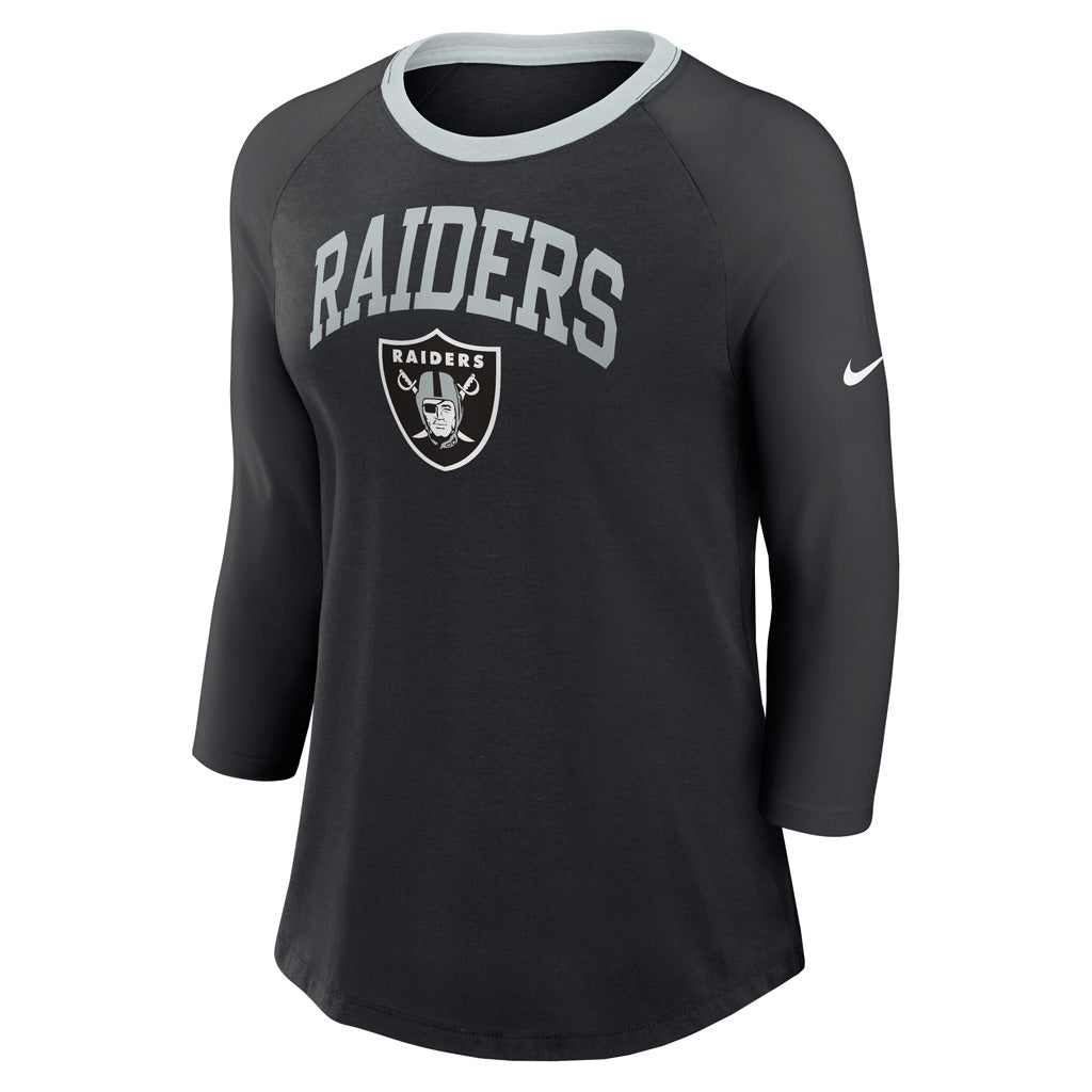 NFL Las Vegas Raiders Women&#39;s Nike Fashion 3/4 Sleeve T-Shirt - Black