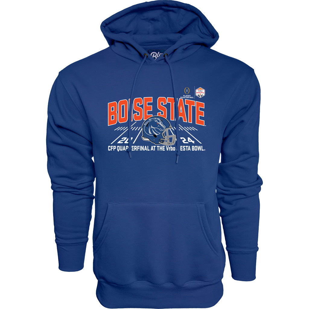 NCAA Boise State Broncos Blue 84 2024 Fiesta Bowl Close Enough Pullover Hoodie - Blue