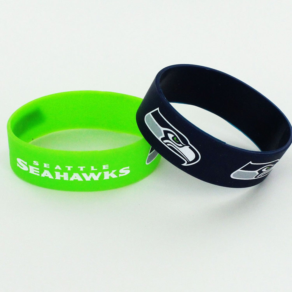 NFL Seattle Seahawks Aminco 2-Pack Wide Silicone Bracelet Bands