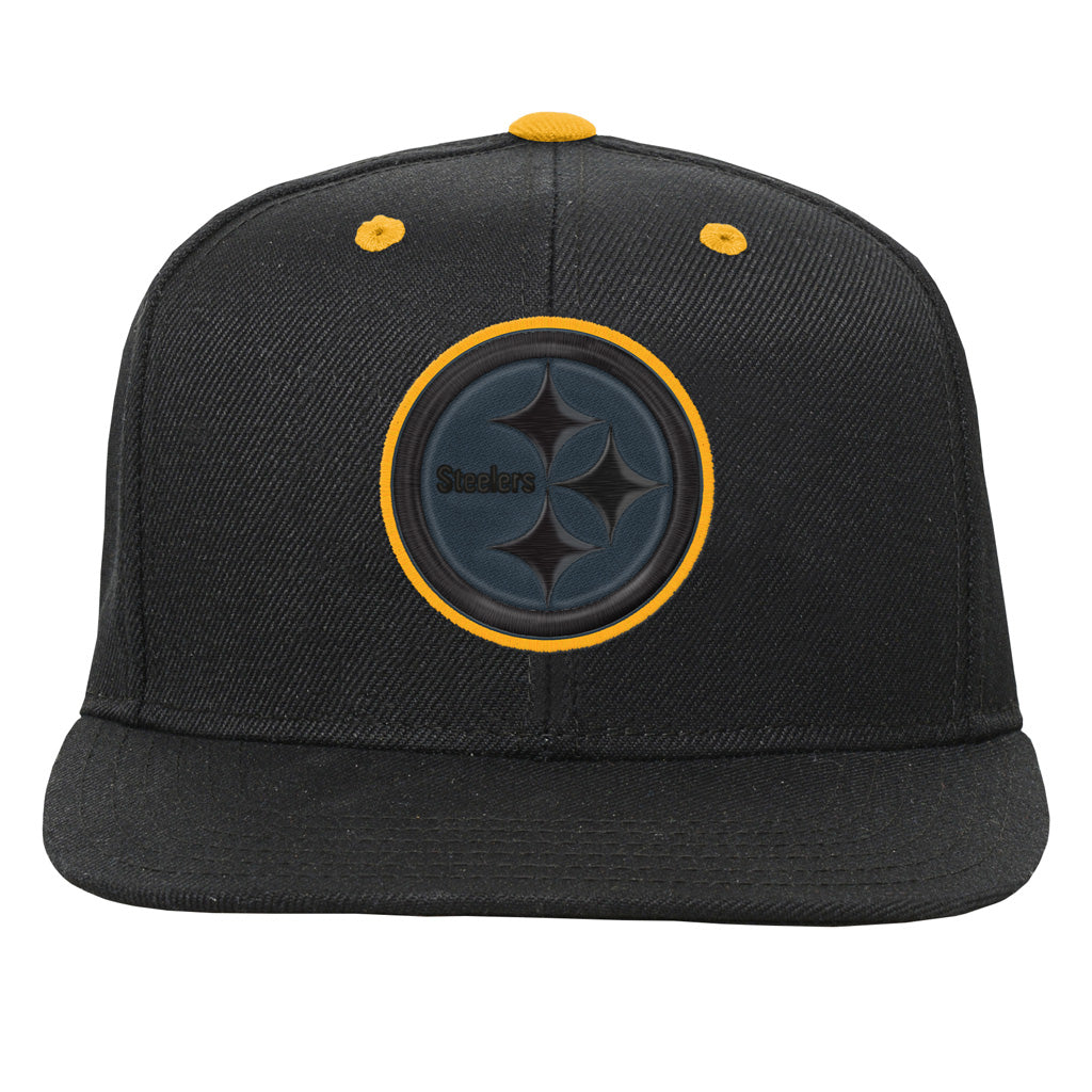 NFL Pittsburgh Steelers Youth Outerstuff Team Color Pop Flatbrim Adjustable Snapback Hat