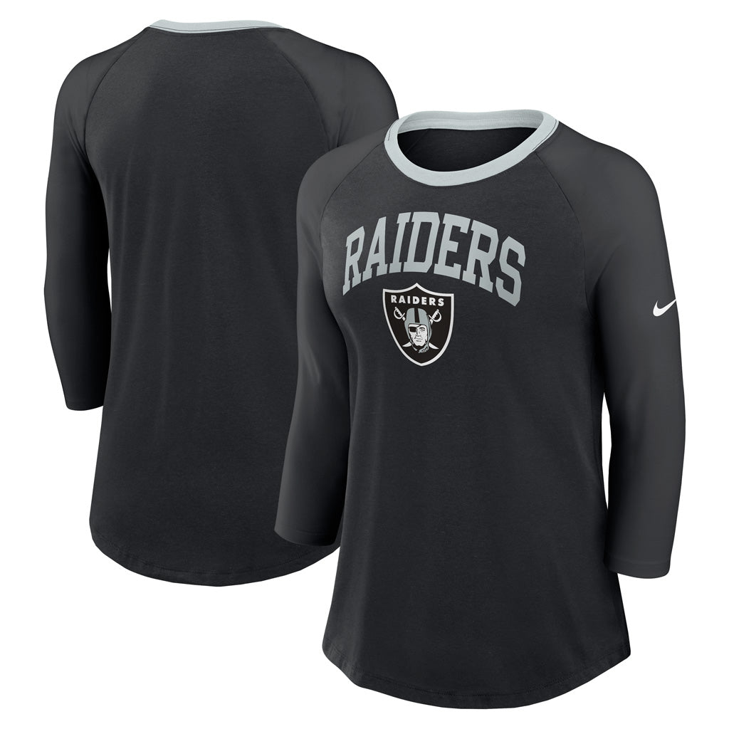 NFL Las Vegas Raiders Women&#39;s Nike Fashion 3/4 Sleeve T-Shirt - Black