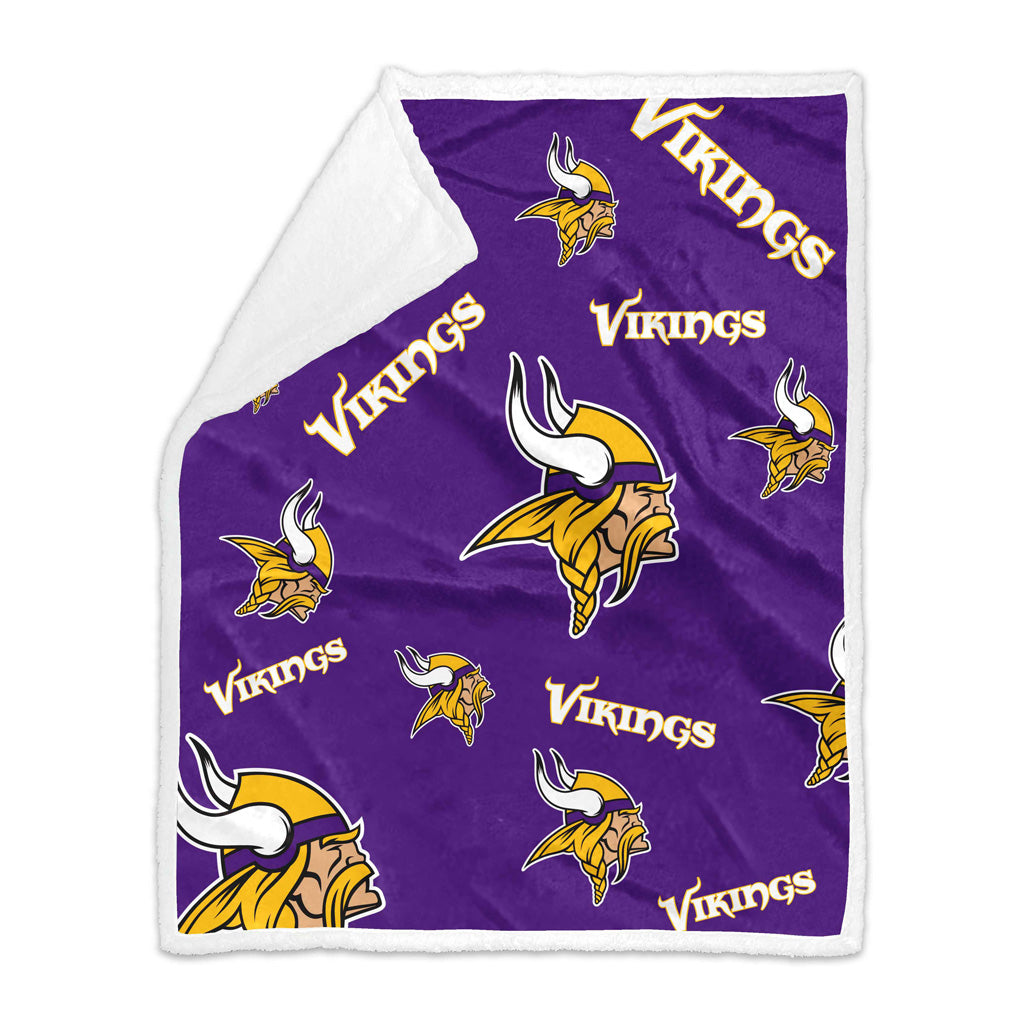 NFL Minnesota Vikings Logo Brands 50x60 Sherpa