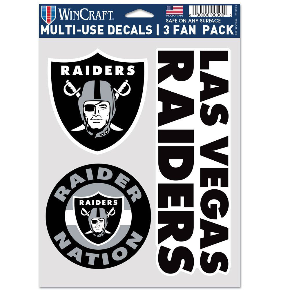 NFL Las Vegas Raiders WinCraft 3-Pack Fan Decal Sheet