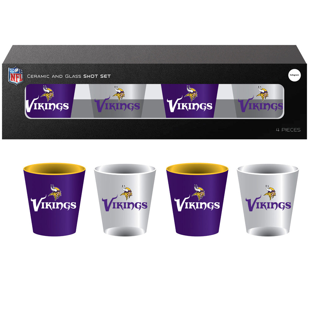 NFL Minnesota Vikings Evergreen 4-Piece Shot Glass Set