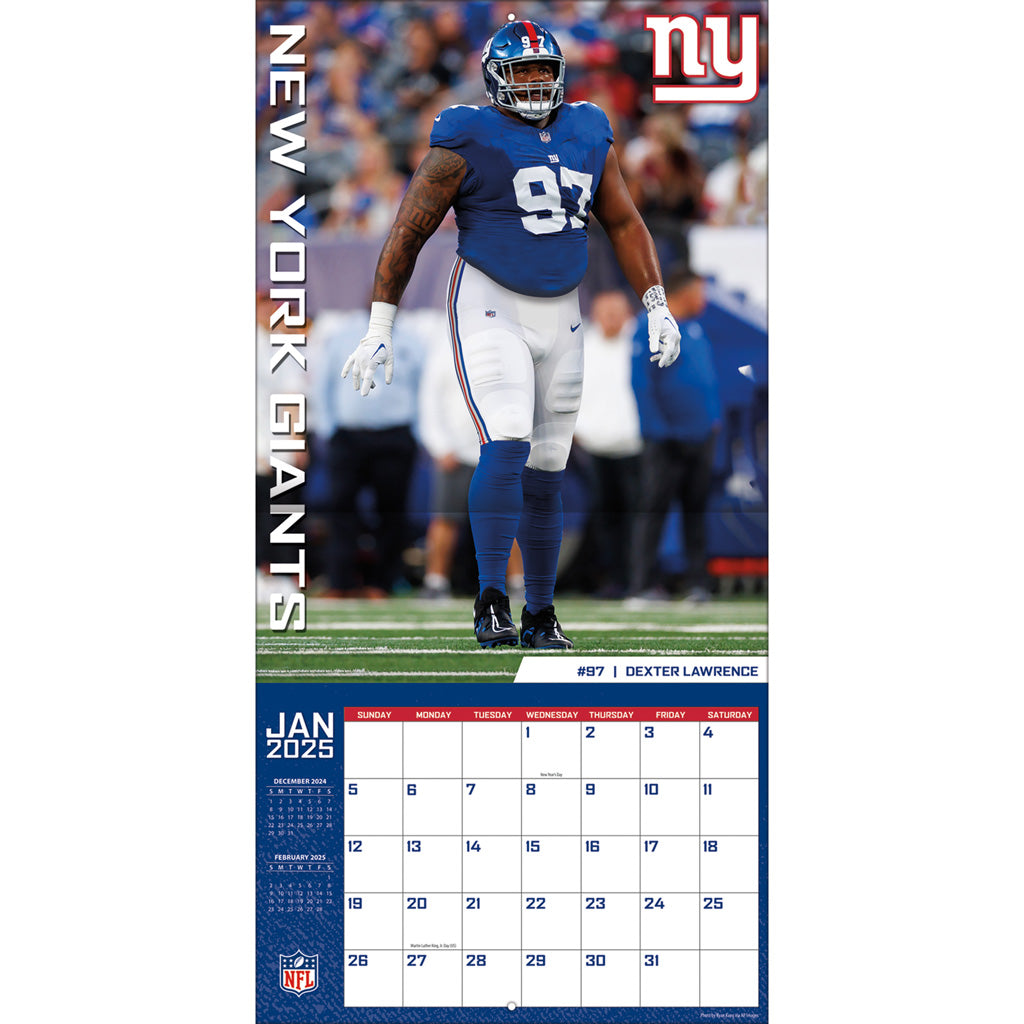 NFL New York Giants 2024-2025 12&quot; x 12&quot; Team Wall Calendar